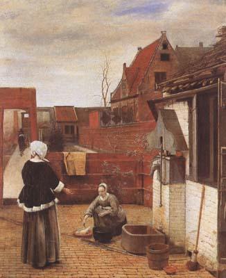 Pieter de Hooch A Woman and her Maid in a Coutyard (mk08) Germany oil painting art